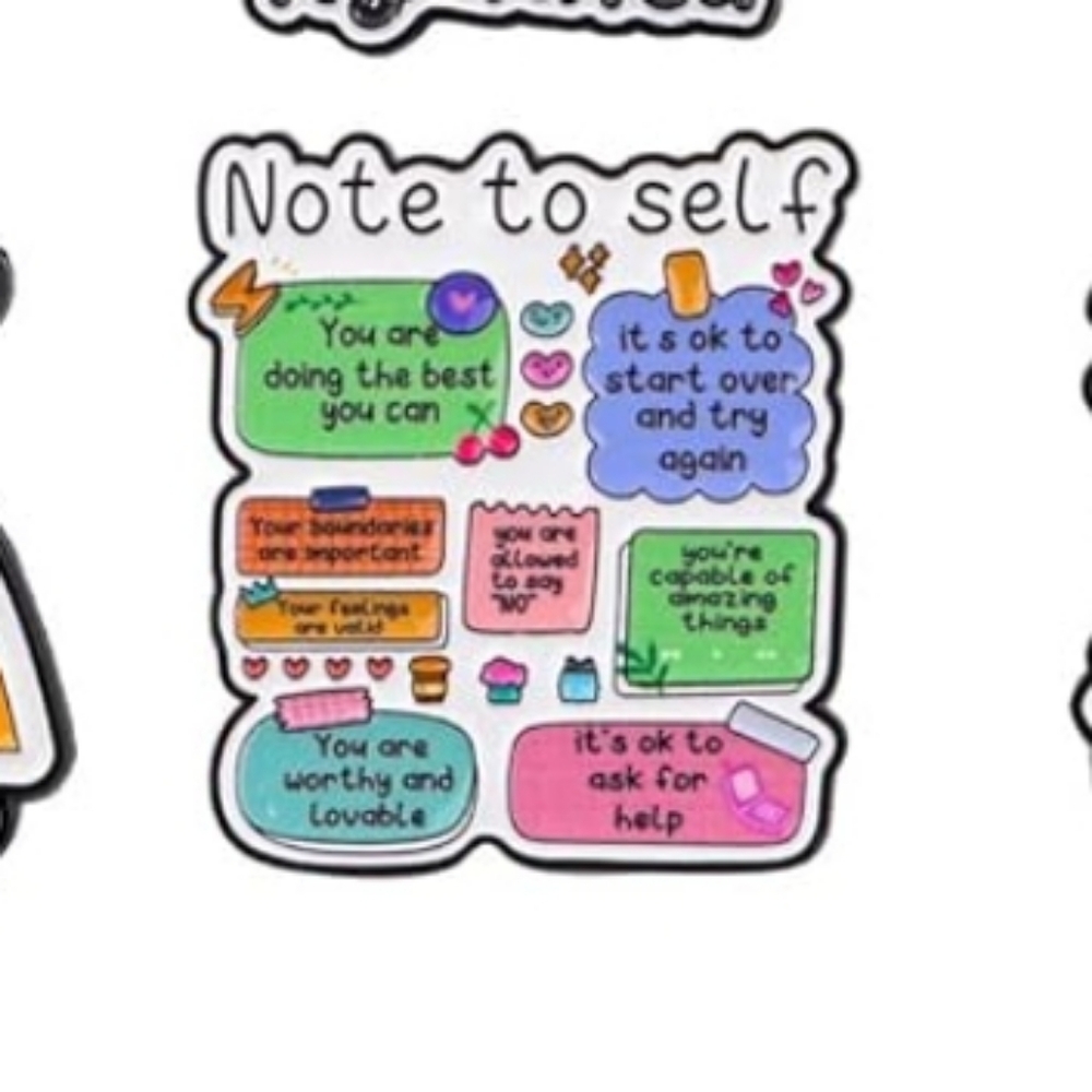 Note to Self Inspirational Enamel Brooch Pin - Pastel Multi